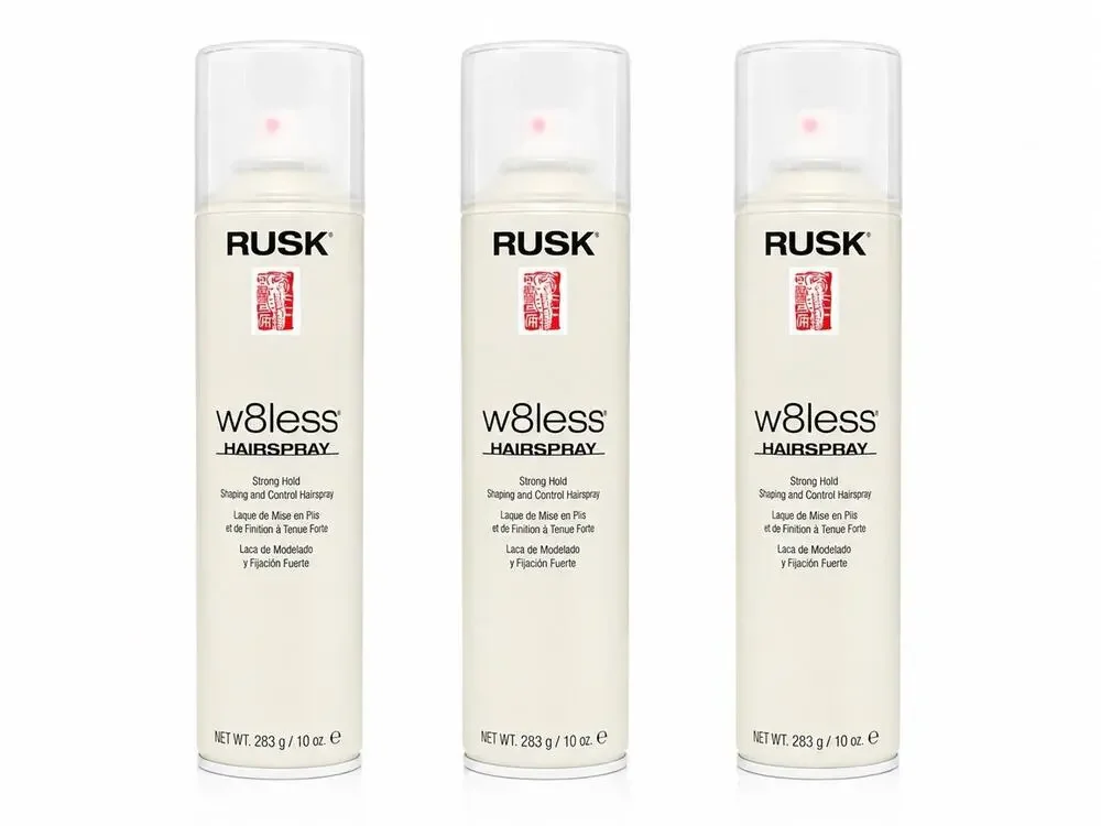 3x RUSK W8less Strong Hold Hairspray 10 oz 283g Shaping & Control Spray